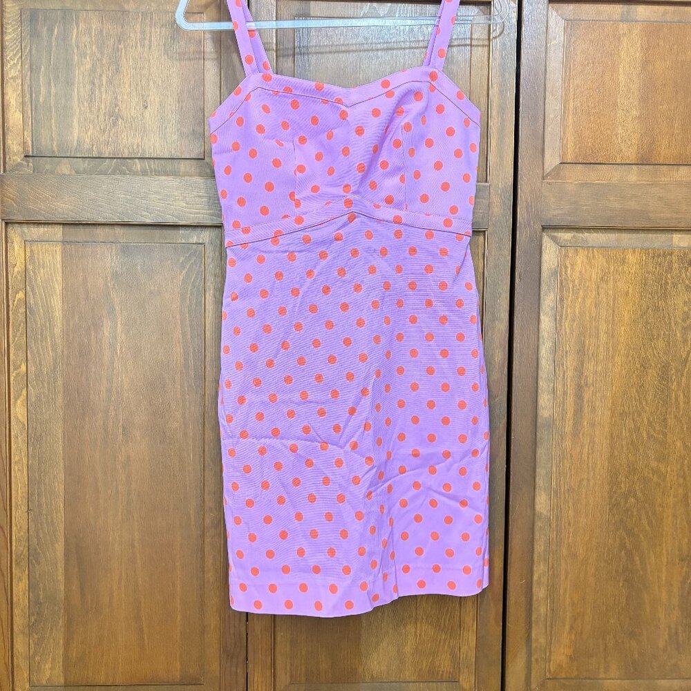 J. Crew Faille Purple & Orange Polka Dot Dress Size 2